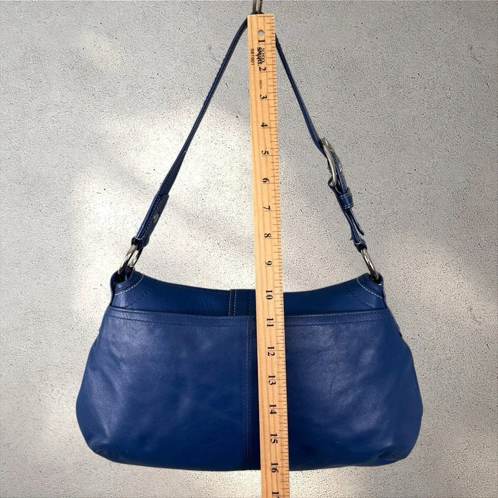 Coach F15204 Vintage Cobalt Blue Soho Flap Y2K Leather w/Buckle‎ Shoulder Bag